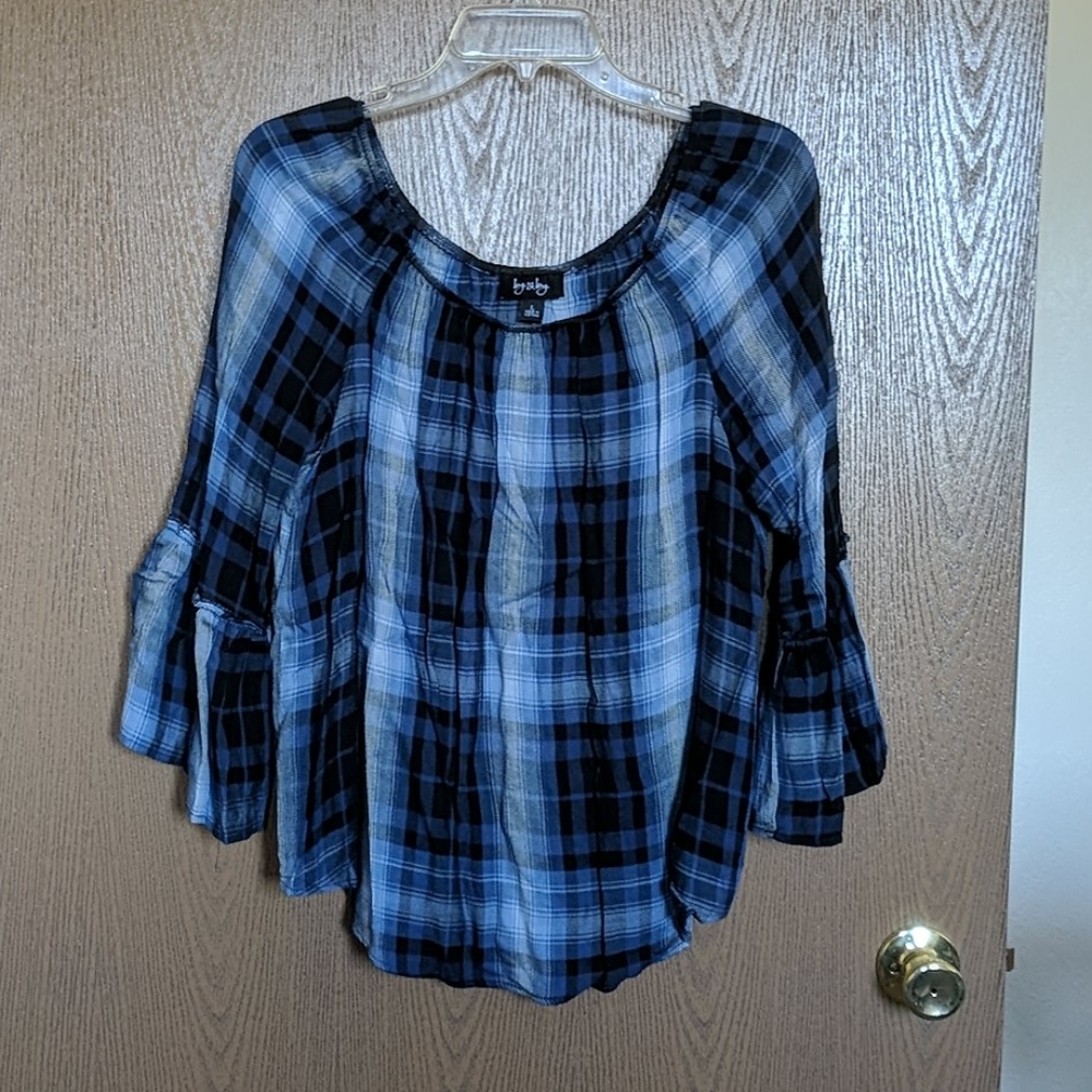 Plaid Peasant Blouse